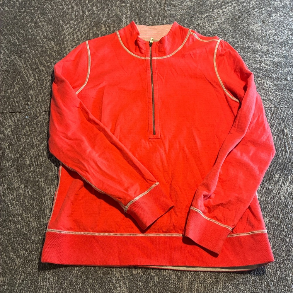 Tommy Bahama Reversible Quarter Zip Pullover Womens M Coral